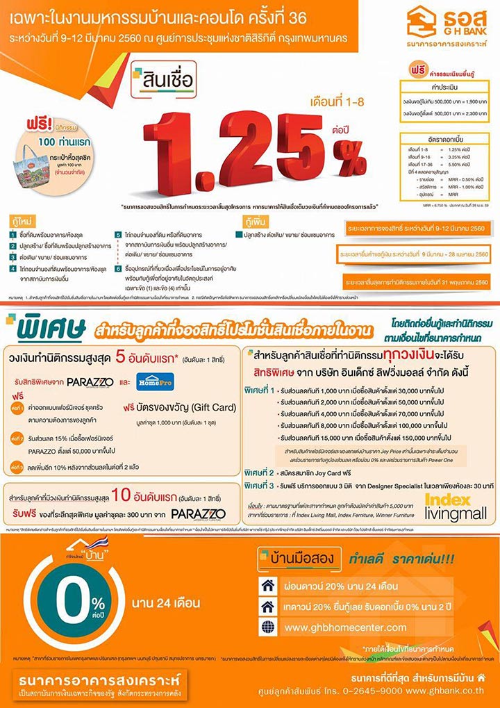 รวมโปรฯ สินเชื่อบ้านดอกเบี้ยพิเศษ! งานมหกรรมบ้านและคอนโด ครั้งที่ 36 รวมโปรฯ สินเชื่อบ้านดอกเบี้ยพิเศษ! งานมหกรรมบ้านและคอนโด ครั้งที่ 36