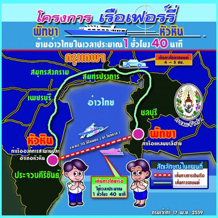 เปิดเป็นทางการแล้ว! เรือเฟอร์รี่ข้ามอ่าวไทยหัวหิน-พัทยา ใช้เวลาเดินทาง 1.40 ชม. เปิดเป็นทางการแล้ว! เรือเฟอร์รี่ข้ามอ่าวไทยหัวหิน-พัทยา ใช้เวลาเดินทาง 1.40 ชม.