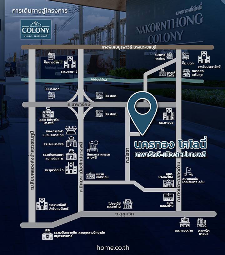 รีวิวทาวน์โฮม นครทอง โคโลนี่ เทพารักษ์ - เมืองใหม่บางพลี (Nakornthong Colony Thepharak-Muang mai bangphil) ทาวน์โฮม 2 ชั้นสไตล์ Modern Colony  เพิ่มพื้นที่ให้ใหญ่ ละแวก บางนา บางบ่อ ใช้ชีวิตได้กว้าง