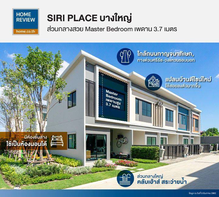 รีวิวทาวน์โฮม สิริ เพลส บางใหญ่ ทำเลย่านบางใหญ่ เพดานสูง 37 ม ดีไซน์ใหม่ให้การใช้สอยที่ลงตัวกับไลฟ์สไตล์ รีวิวทาวน์โฮม สิริ เพลส บางใหญ่ ทำเลย่านบางใหญ่ เพดานสูง 37 ม ดีไซน์ใหม่ให้การใช้สอยที่ลงตัวกับไลฟ์สไตล์