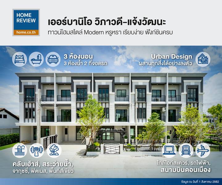 รีวิวทาวน์โฮม เออร์บานิโอ วิภาวดี-แจ้งวัฒนะ ทาวน์โฮม 3 ชั้น สไตล์โมเดิร์น เดินทางสะดวก ใกล้ห้าง รถไฟฟ้า สนามบิน รีวิวทาวน์โฮม เออร์บานิโอ วิภาวดี-แจ้งวัฒนะ ทาวน์โฮม 3 ชั้น สไตล์โมเดิร์น เดินทางสะดวก ใกล้ห้าง รถไฟฟ้า สนามบิน