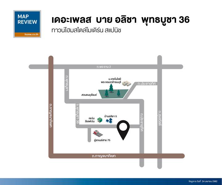 รีวิวทาวน์โฮม เดอะเพลส บาย อลิชา พุทธบูชา 36 สไตล์โมเดิร์น สแปนิช ทาวน์โฮม 2 ชั้น