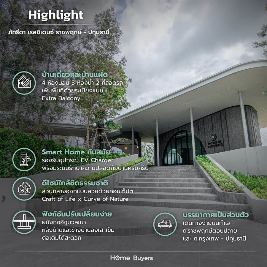 รีวิวบ้าน ภัทรีดา เรสซิเดนซ์ ราชพฤกษ์ - ปทุมธานี ดีไซน์ใหม่ ใกล้ชิดธรรมชาติ ทำเลราชพฤกษ์ตอนปลาย