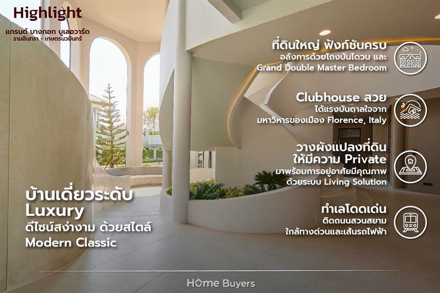 รีวิวบ้านเดี่ยว แกรนด์ บางกอก บูเลอวาร์ด รามอินทรา-เกษตรนวมินทร์ สไตล์ Modern Classic รีวิวบ้านเดี่ยว แกรนด์ บางกอก บูเลอวาร์ด รามอินทรา-เกษตรนวมินทร์ สไตล์ Modern Classic