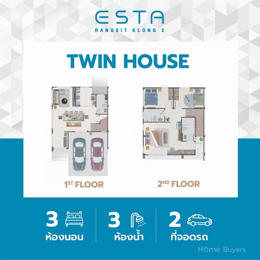 เอสต้า รังสิต - คลอง 2 บ้าน Modern Scandi ดีไซน์แตกต่าง ครบทุก Facility ทำเลดีใกล้ 3 ทางด่วน เอสต้า รังสิต - คลอง 2 บ้าน Modern Scandi ดีไซน์แตกต่าง ครบทุก Facility ทำเลดีใกล้ 3 ทางด่วน