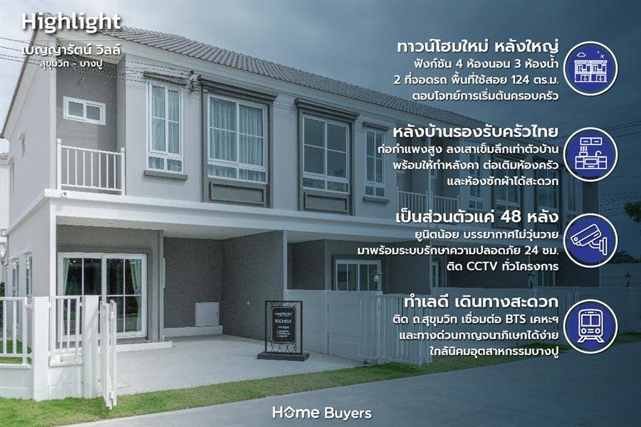 รีวิวทาวน์โฮม เบญญารัตน์ วิลล์ สุขุมวิท - บางปู ทาวน์โฮมใหม่ 4 ห้องนอนใกล้นิคมฯ บางปู รีวิวทาวน์โฮม เบญญารัตน์ วิลล์ สุขุมวิท - บางปู ทาวน์โฮมใหม่ 4 ห้องนอนใกล้นิคมฯ บางปู
