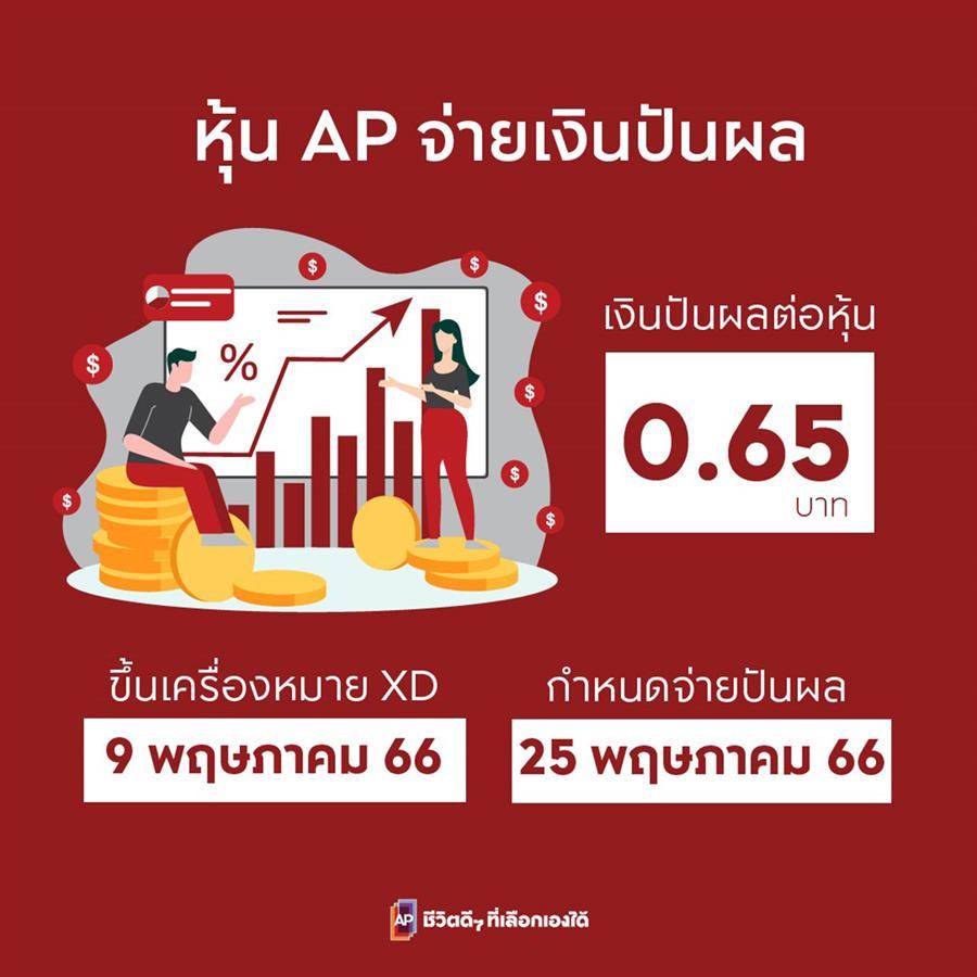 เอพี ไทยแลนด์ ประกาศจ่ายเงินปันผล 0.65 บาทต่อหุ้น เอพี ไทยแลนด์ ประกาศจ่ายเงินปันผล 0.65 บาทต่อหุ้น