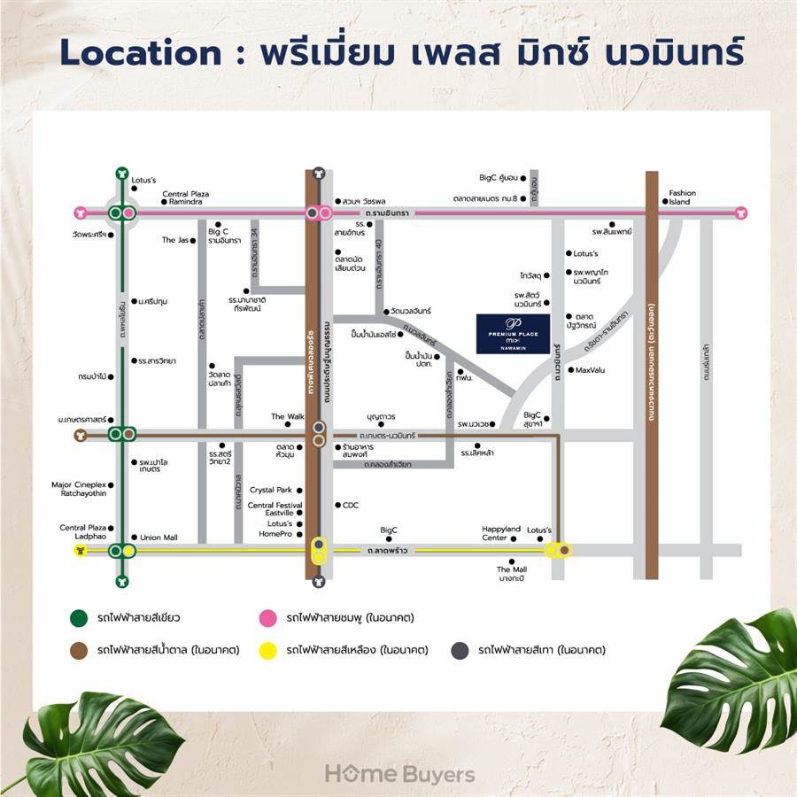 พรีเมี่ยม เพลส มิกซ์ นวมินทร์ โฮมออฟฟิศหรู ที่จอดรถส่วนกลาง 100% ติด ถ.นวมินทร์ ใกล้รถไฟฟ้า 3 สาย