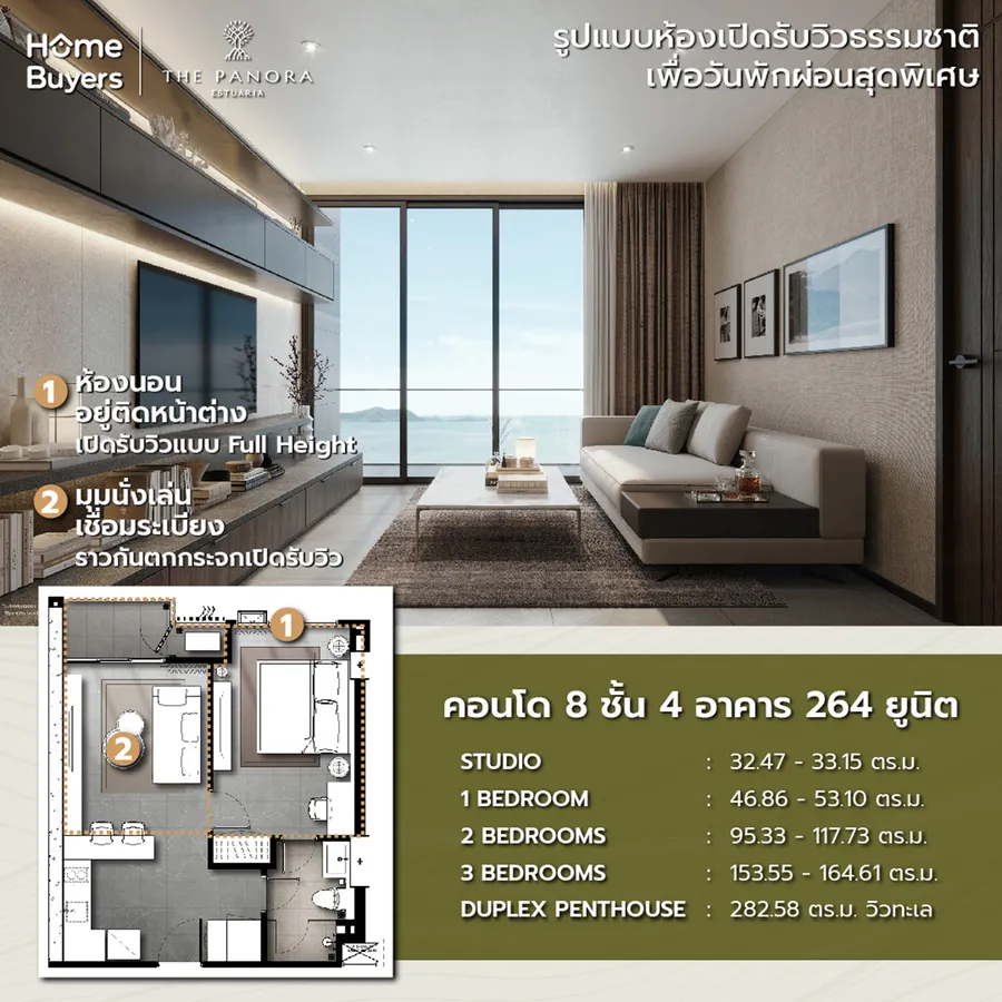 เจาะลึกไฮไลต์ The Panora Estuaria คอนโดใหม่ติดทะเลหาดบ้านอำเภอ ใกล้จอมเทียน - พัทยา