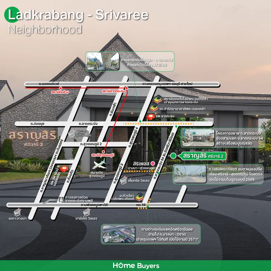 สราญสิริ ศรีวารี 2 บ้านเดี่ยวที่โอบล้อมด้วยธรรมชาติ บนทำเลศักยภาพสูงใกล้สนามบินสุวรรณภูมิ สราญสิริ ศรีวารี 2 บ้านเดี่ยวที่โอบล้อมด้วยธรรมชาติ บนทำเลศักยภาพสูงใกล้สนามบินสุวรรณภูมิ
