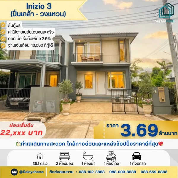 ทาวน์โฮมสวย ม.INIZIO 3 ปิ่นเกล้า–วงแหวน
