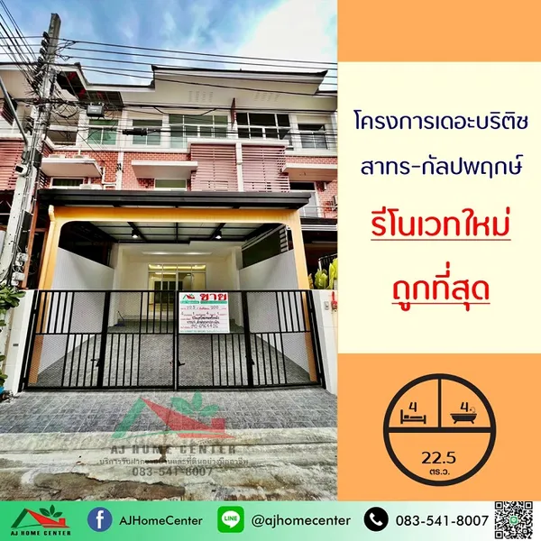 ขายถูกที่สุดในโครงการ หลังนี้กู้ได้เกิน 500,000 บาท ทาวน์โฮม3ชั้น 22.5ตรว. โครงการเดอะบริติช สาทร-กัลปพฤกษ์ รีโนเวทใหม่ทั้งหลัง
.
