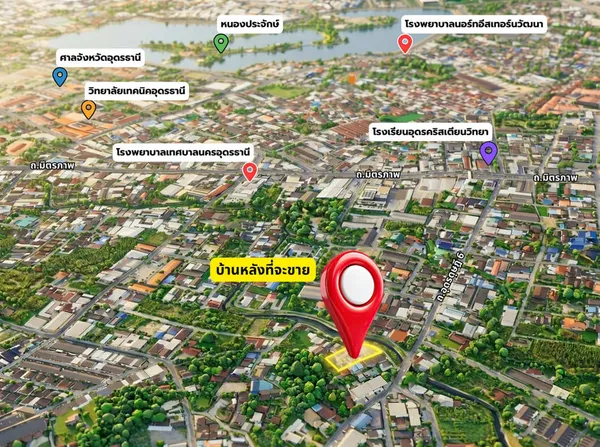 ขายที่ดินพร้อมบ้าน 1 ไร่ (ถมแล้ว) ติดถนนริมห้วยหมากแข้ง ตำบลหมากแข้ง เมืองอุดรธานี เขตเทศบาลเมืองอุดรธานี ใกล้เซ็นทรัลอุดรธานี (เจ้าของขายเอง)