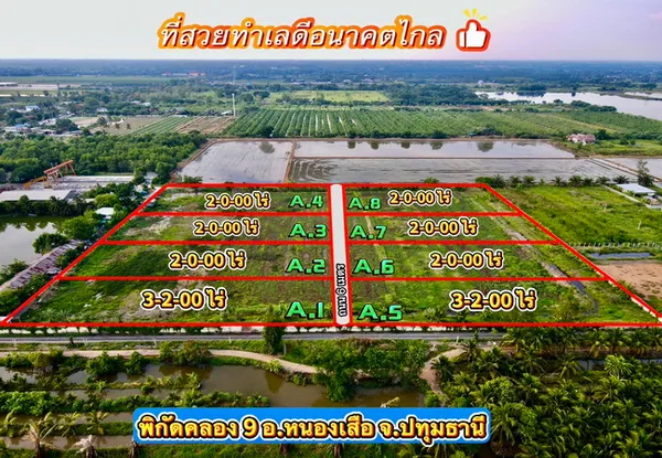 ขายที่ดิน คลอง 9 หนองเสือ ปทุมธานี เนื้อที่ 2 ไร่ มีหลายแปลง