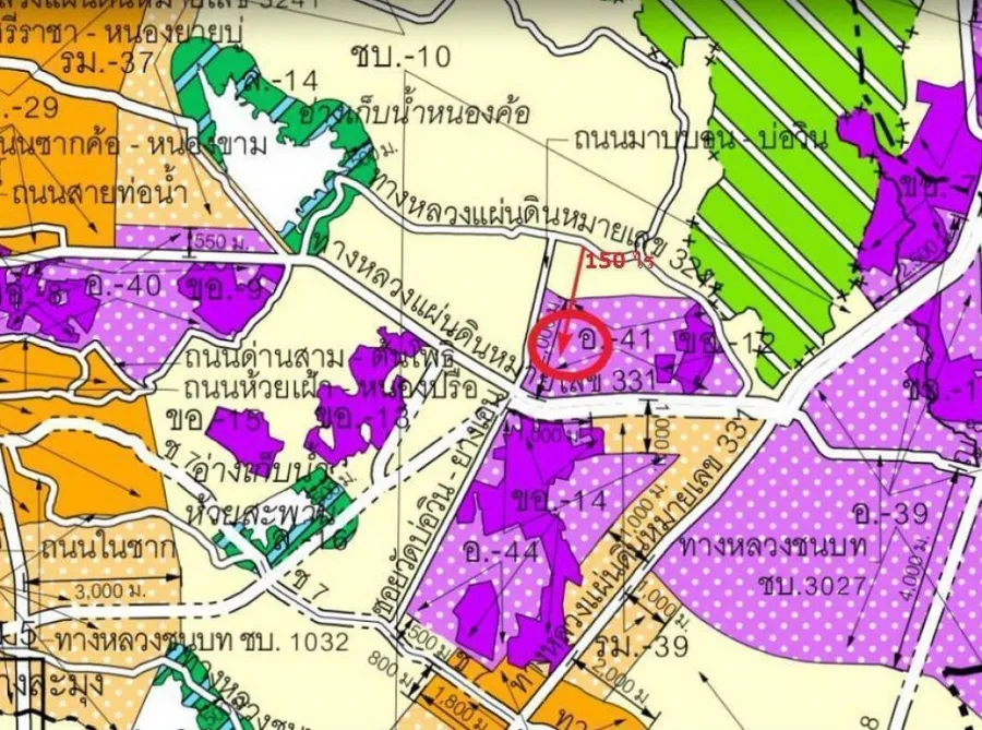 ขาย ที่ดิน ME397 แปลงใหญ่ ผัง EEC สีม่วงลาย เขาคัน