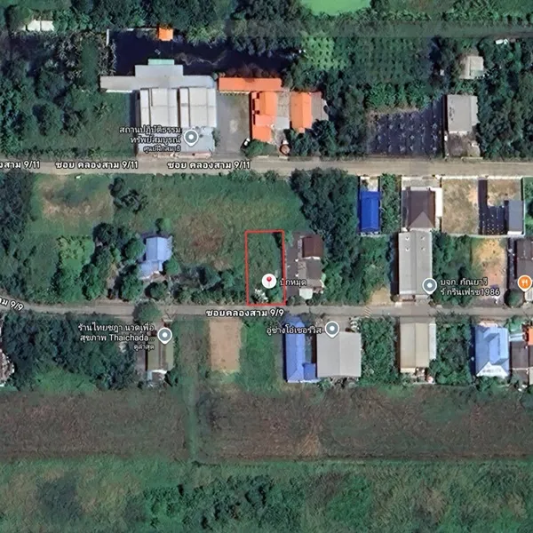 ขายที่ดินซอยคลองสาม 9/9 พื้นที่ 104 ตร.ว. สี่เหลี่ยมผืนผ้าสวย บรรยากาศ เงียบสงบ เป็นส่วนตัว โทร 0925519322