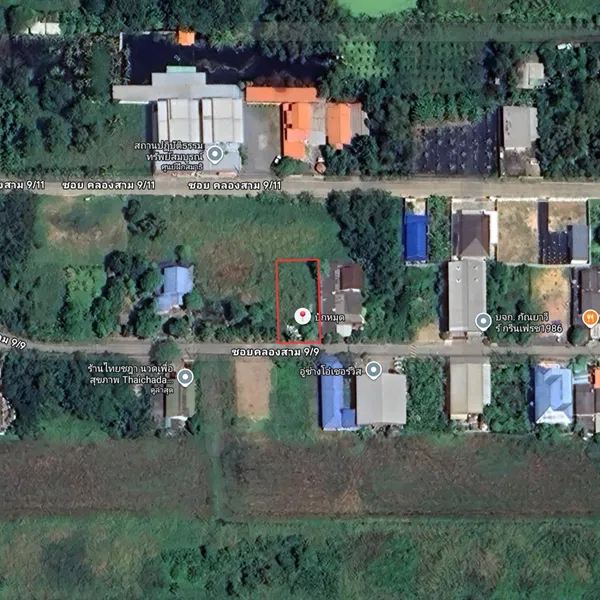 ขายที่ดินซอยคลองสาม 9/9 พื้นที่ 104 ตร.ว.(สี่เหลี่ยมผืนผ้า)