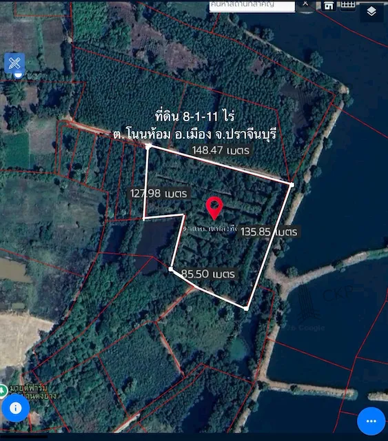 ขาย ที่ดินเปล่า เนื้อที่ 8 ไร่ 111 ตร.วา อยู่บนเส้นปราจีน-ตะคาม ใกล้ตัวเมืองปราจีนบุรี