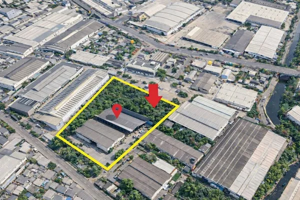 โรงงารอบสะพานวงแหวนอุตสาหกรรม นพื้นที่สีม่วง พร้อมใบ รง 4 6 ไร่ 1 งาน 3,005ตร.ม. ไบเทค บางนา 5 กม. ตลาดปู่เจ้า 2.4 กม.