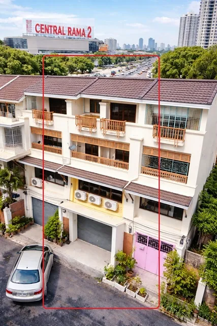 ไทวัสดุพระราม2 300ม. 5แอร์ ลดราคาครั้งที่5 เซนทรัลพระราม2 800ม. ให้เช่าอาคาร 4 ชั้น 17ตร.วา. 272 ตร.ม. รพ.พระราม 2 4นอน 