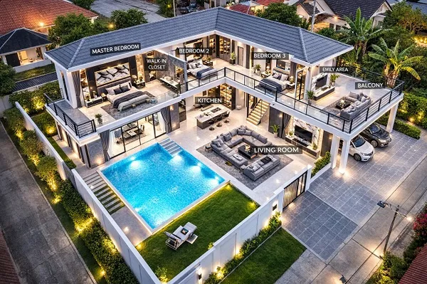 ตลาดหนองปรือ 700 ม.Pool Villa 130ตร.ว. 450ตร.ม. พระประภานิมิตร 5-11 บ้านหรู 5 นอน 6 น้ำ เฟอร์ ใกล้ถนนสุขุมวิท พัทยา