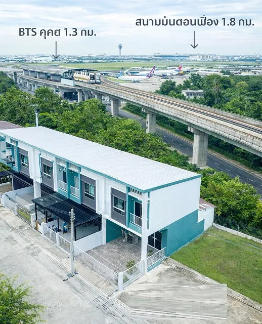 สนามบินดอนเมือง 1.8 กม เช่าทาวน์โฮม 2 ชั้น 3 นอน.BTS คูคต 1.3 กม. ทำเลติดถนนสายไหม รร.ประชานุกูล 700 ม.
