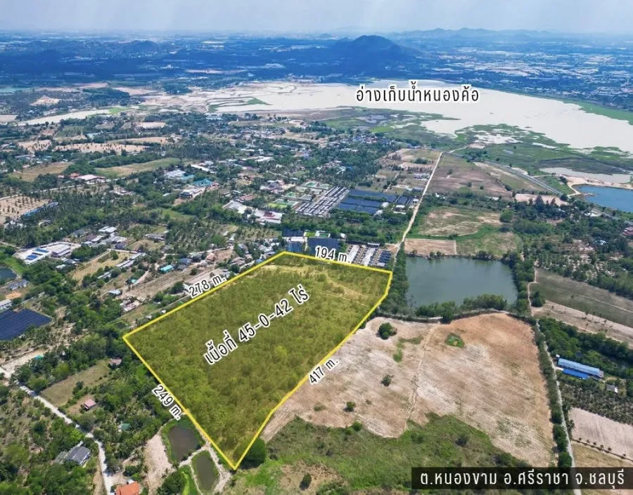 ขายที่ดินศรีราชาผังเหลือง 45 ไร่ ทำเล EEC ใกล้นิคม