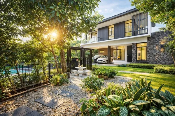 บ้านเดี่ยว 2 ชั้น ดีไซน์ทันสมัย 4 น้ำ ใกล้นิคมอัญธานี 1 กม. 4นอน พร้อมเฟอร์ฯครบ 8แอร์ มัณฑนา อ่อนนุช-วงแหวน4