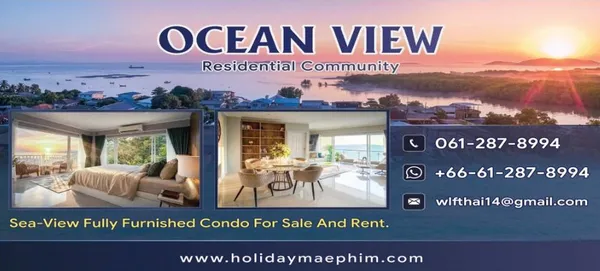 Ocean View Residential Community แหลมแม่พิมพ์ ระยอง, คอนโดวิวทะเล วิวสวน ระเบียงใหญ่ มีหลายขนาด หลายห้องให้เลือก