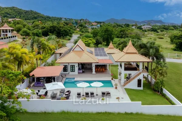 5 Bed 6 Bath Bali Style Pool Villa for Sale - Banyan Residences Hua Hin Massive Land Plot Panoramic Mountain Views