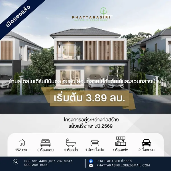 ขายถูกมาก!! บ้านเดี่ยว 2 ชั้น สร้างใหม่ โครงการภัทรสิริ อ.เมือง จ.เลย ใกล้บิ๊กซี แม็คโคร โรงพยาบาล 
สนามบินฯ