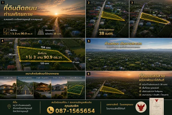 ขายที่ดินติดถนน ทำเลศักยภาพ ต.หนองบัว อ.เมืองกาญจนบุรี จ.กาญจนบุรี