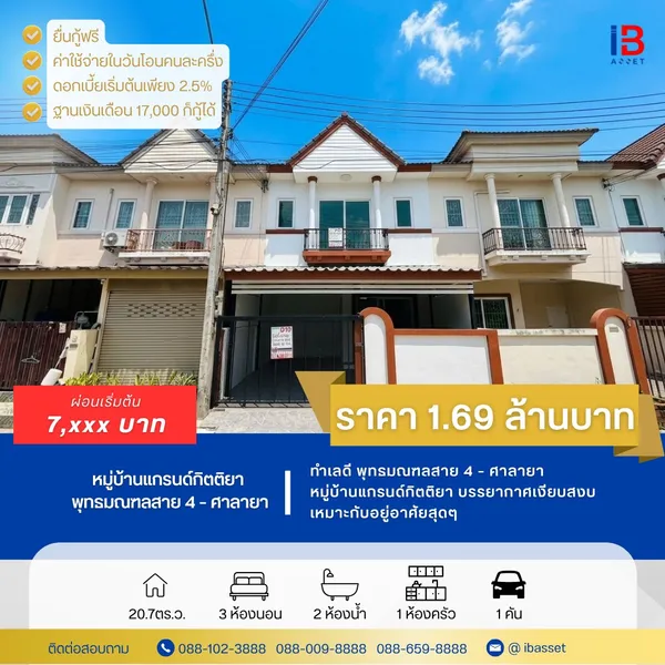 ขายทาวน์โฮม 2 ชั้น ทำเลดี พุทธมณฑลสาย 4 – ศาลายา