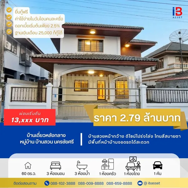 ทาวน์โฮม 2 ชั้น หมู่บ้านแกรนวิลเลจ 2  บ้านสวยพร้อมอยู่ ทำเลดี พุทธมณฑลสาย 5  เดินทางสะดวก เข้า-ออกได้หลายเส้นทาง