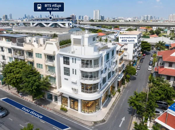 ใกล้ MRT ศรีนุช 358 ม. อ่อนนุช 48–58 อาคารพาณิชย์ห้องมุม 4.5 ชั้น 2 คูหา 7นอน 4น้ำ ตลาดเอี่ยมสมบัติ 298 ม. 32 ตร.ว. 492 