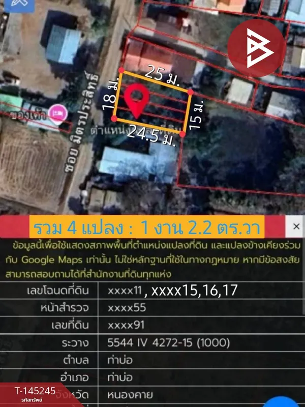 ขายที่ดิน เนื้อที่ 1 งาน 2.2 ตร.วา ท่าบ่อ หนองคาย