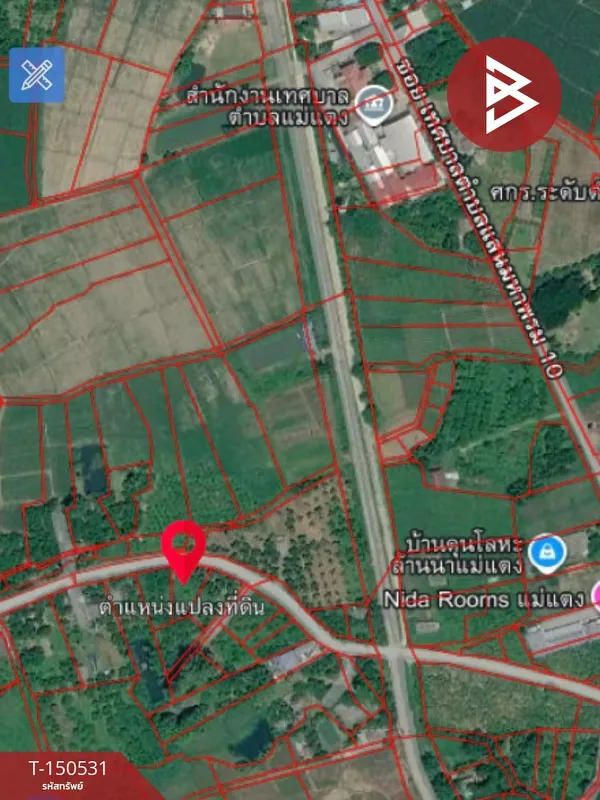 ขายที่ดิน เนื้อที่ 2 งาน 21 ตร.วา แม่แตง เชียงใหม่